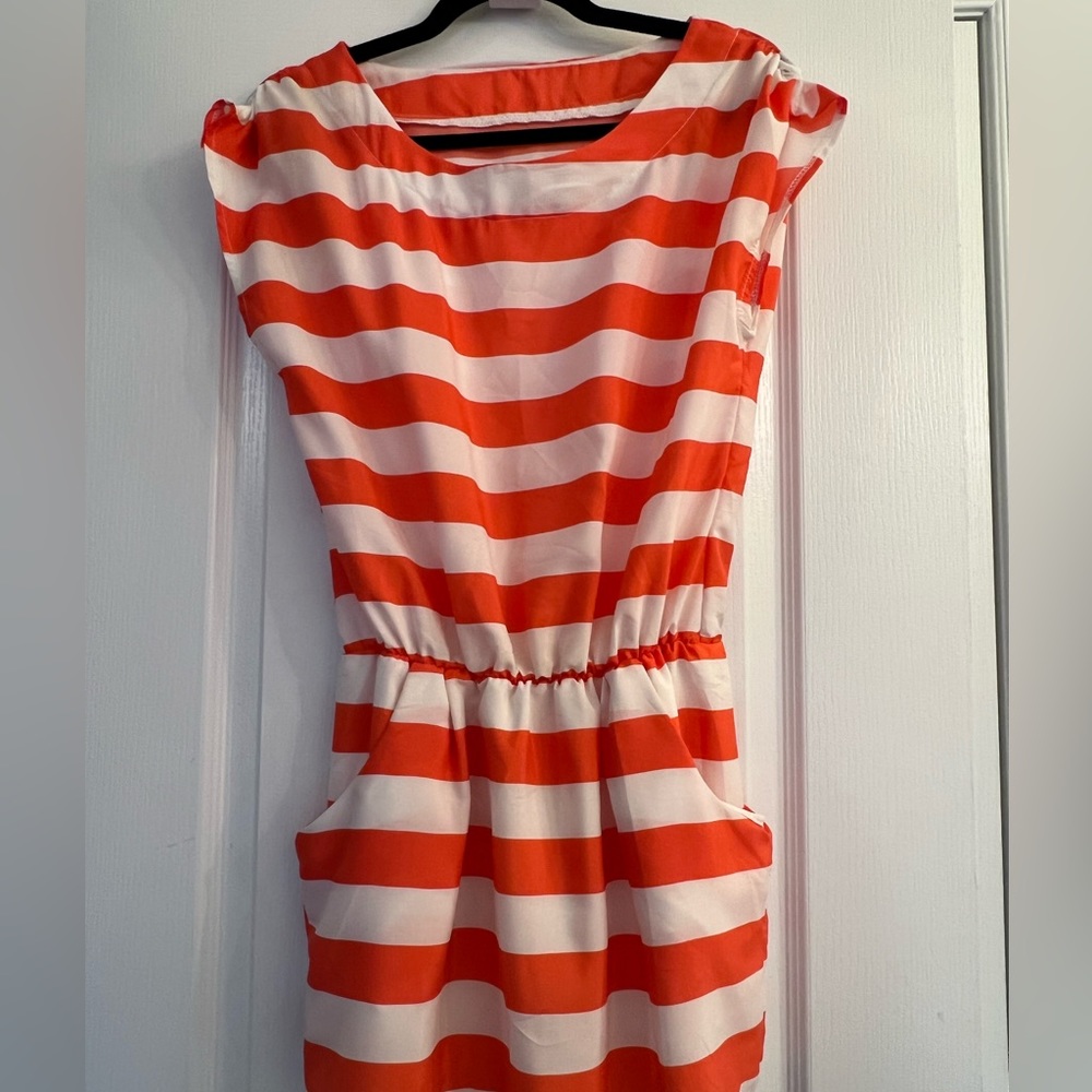 Orange Striped Dress with Pockets Size XS/S